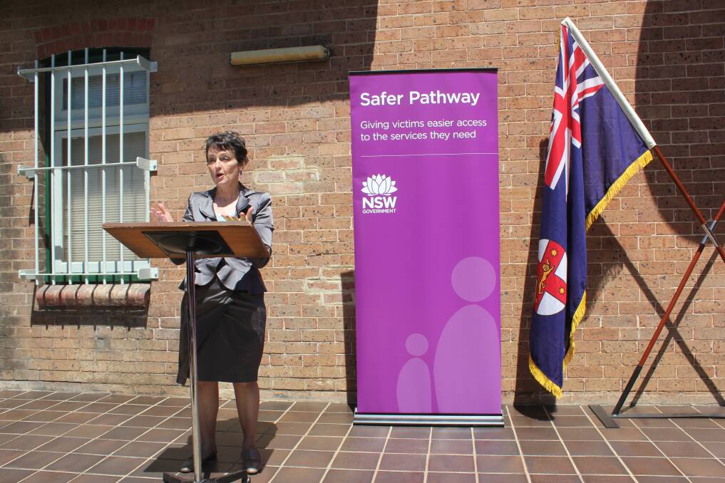 SAFER SPACE: MP Pru Goward announcing the Safer Pathways program at the Goulburn Police Station on Monday. Photo: Mariam Koslay. 