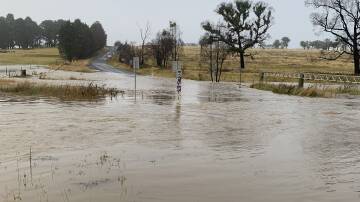 Curraweela Creek crossing on the Taralga to Oberon Road was 800mm deep with water on Saturday, April 6. Picture by Frank Startari.