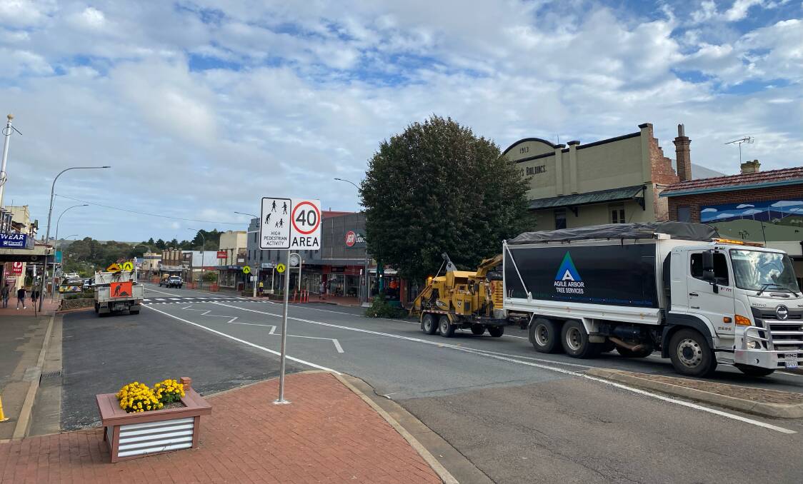 A contractor removed trees from one block of Crookwell's main street on February 27 leaving some residents shocked and others unfazed. Picture by Tristan Kensit.