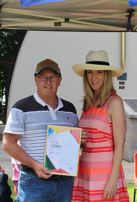 The 2017 Upper Lachlan Shire Citizen of the Year Robert Bill with the Upper Lachlan Shire Council's Australia Day Ambassador Jacinta Tynan. Photo supplied.
