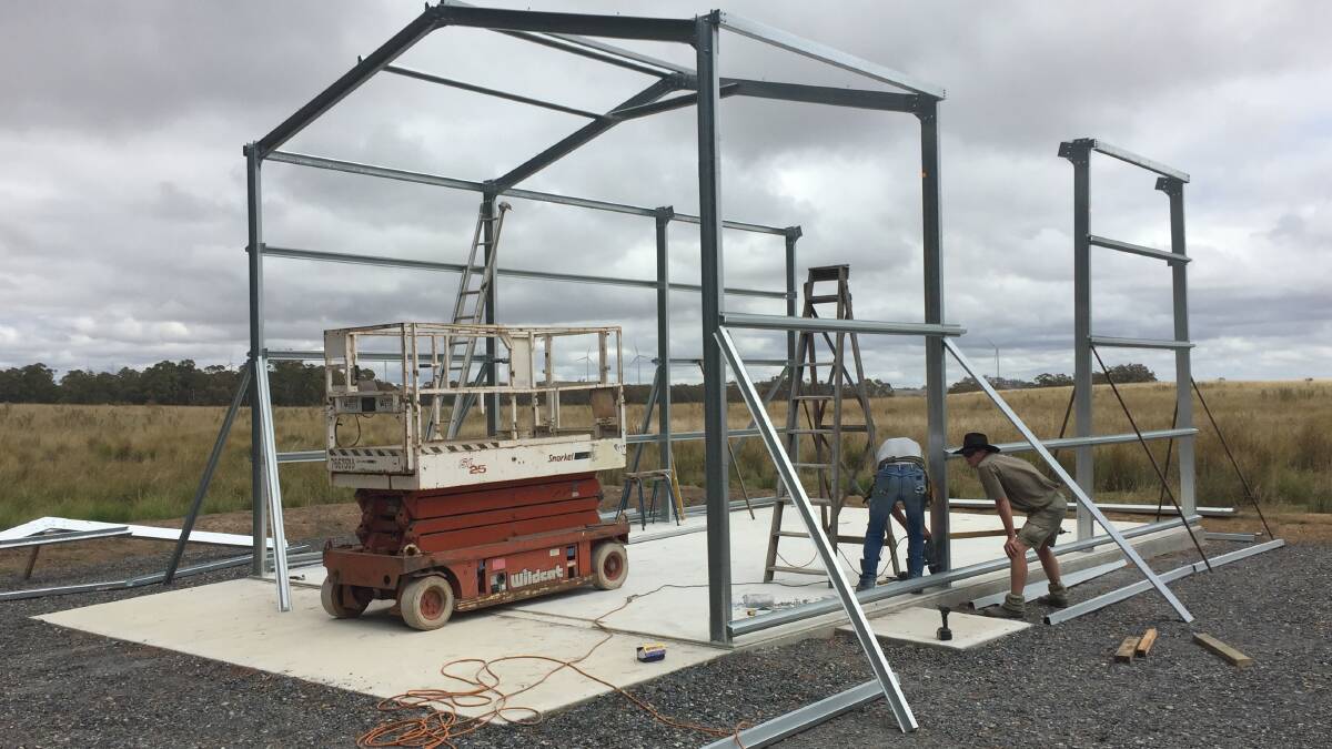 NEW SHED: Works are progressing on the new fire shed at Gurrundah thanks to the Gunning wind farm's donation. Photo supplied.