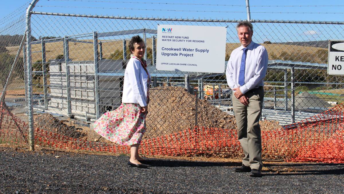 Pru Goward with Councillor Paul Culhane surveying the progress at the Crookwell Water Treatment Plant last week.