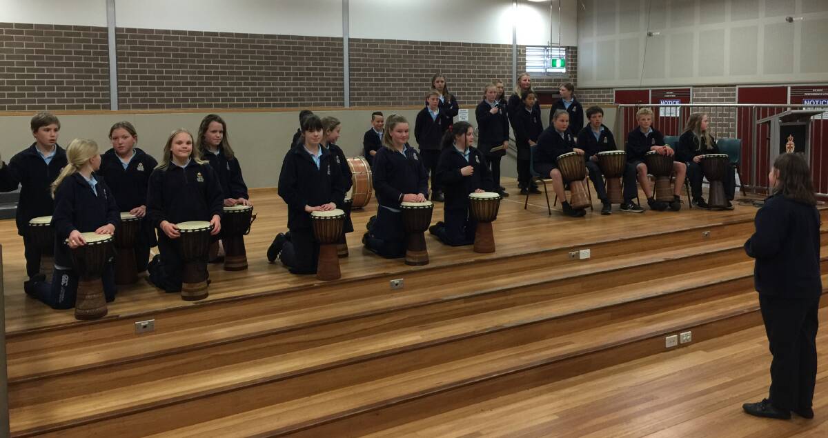 Crookwell Public School's Year 6 Djembe Drumming Group. Photo Bronwyn Haynes. Watch the live video on crookwellgazette.com.au