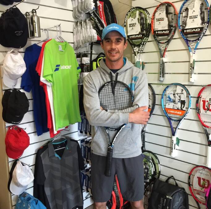 EQUIP: Ridland in his newly opened tennis shop at the Bishop St clubhouse.