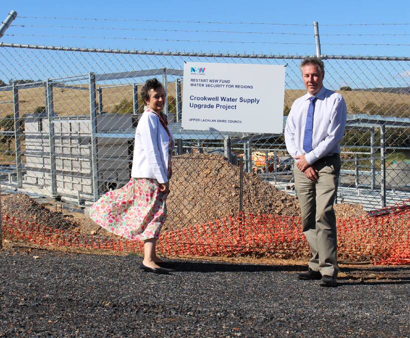 Goulburn MP Pru Goward and Councillor Paul Culhane out the front of and in the early stages of the Crookwell Water Treatment facility.