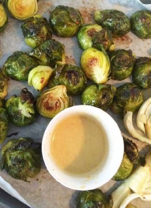 YUM: Sprouts with tahini.