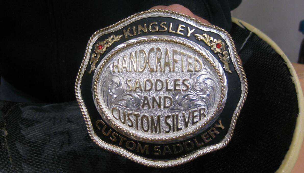 QUALITY: Silver belt buckle, part of a new line of silver decorative personal and harness trimmings designed by Kingsley Custom Saddlery.