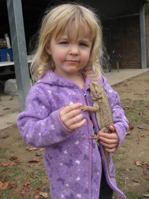 Three year-old Takira Taylor of Wollongong and her pet Central Bearded dragon enjoyed some hospitality at the Mundoonen Driver/Reviver stop over the June long weekend.