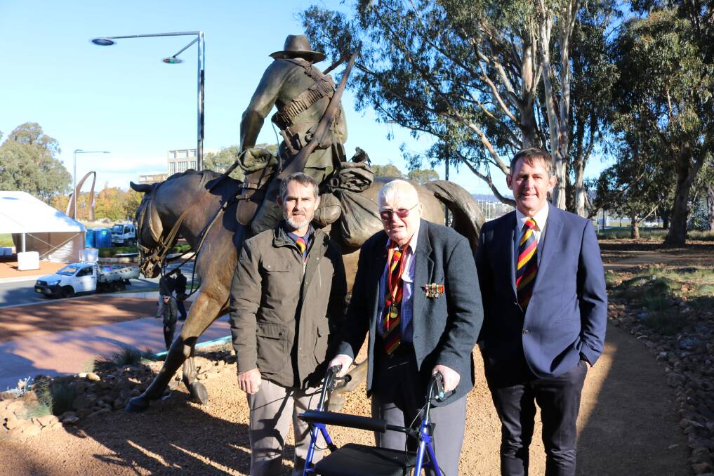 REMEMBERED: At the official opening of the Boer War Memorial were Michael Best, John Best and Paul Best. John Best represented his father, Gunning-born Henry Best.