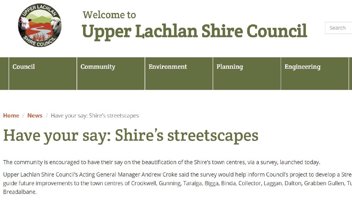 The survey is online at upperlachlan.nsw.gov.au and open until August 21.