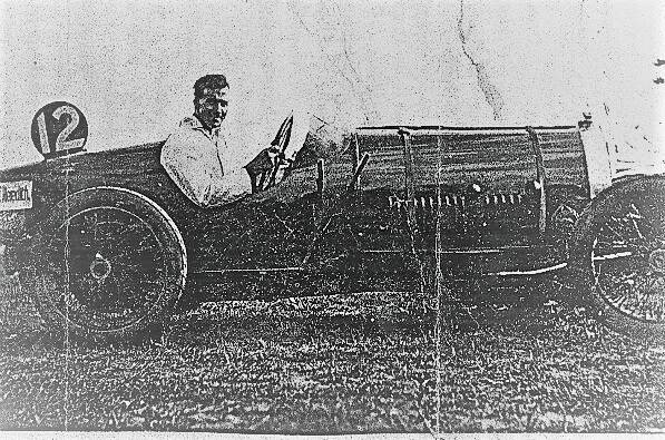 INAUGURAL CHAMPION: Geoff Meredith and his Bugatti Type 30, winner of the first Australian Grand Prix in Goulburn on January 15, 1927. A celebration of achievement will be at the Showground on Sunday.