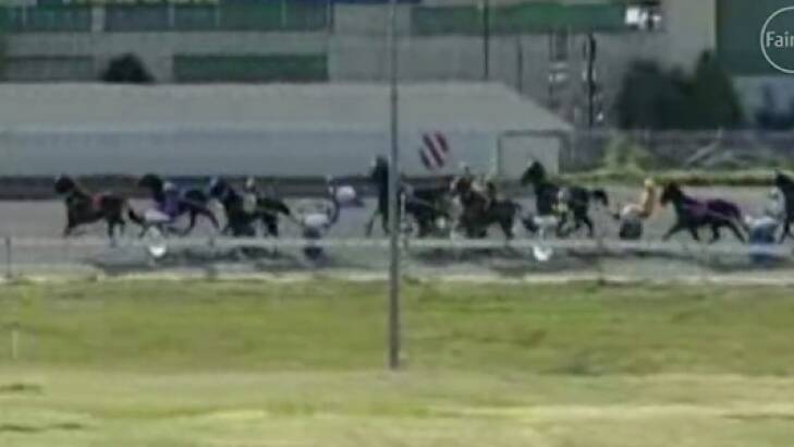 Lucky escape: The crash at Wagga trots. Photo: Supplied