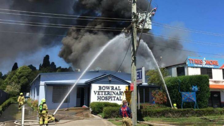 Fire at Reekie's Tyres and More. Photo: Southern Highlands News