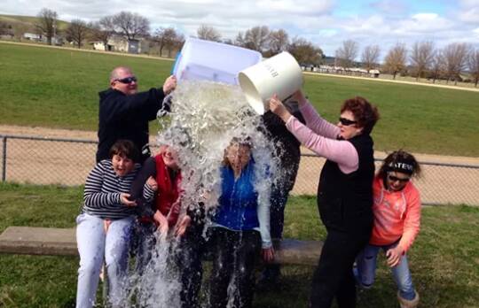 Fund raising in support of Marli Marin included the Ice Bucket Challenge taken up by Lucy Dixon, Mel Primmer and Karen Waters seen here being drenched by Ron Carr, Dianne Lawton and Sarah Ardly
