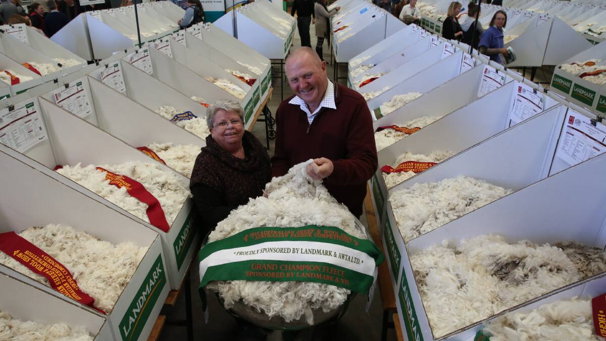  Paul and Margy Seaman, of Rosemont, Crookwell won the prestigious award with their 17.7 micron superfine fleece. Photo by Kristen Frost