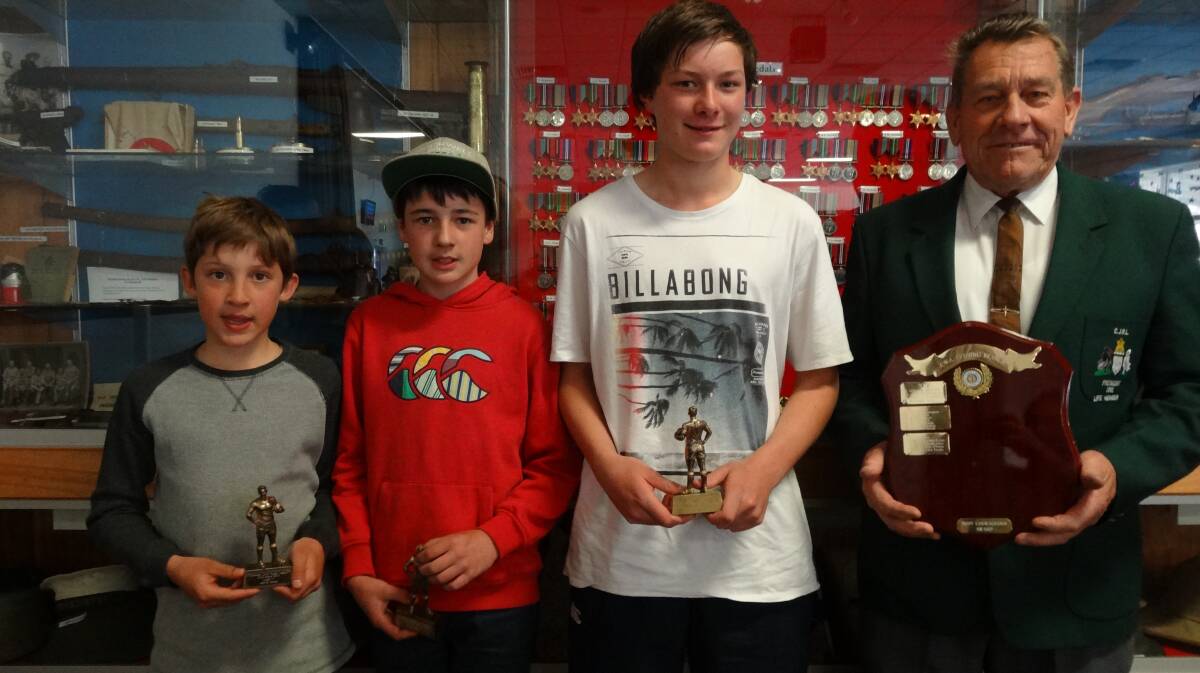 The CWA Evening Branch trophies for the “most courageous” were presented to the players by life member Mr Keith Smith on behalf of his wife Mrs Dawn Smith. These awards went to: U11s Lachlan Evans; U12s Charlie Price; U15s Max O’Brien; U16s Lew Davies
