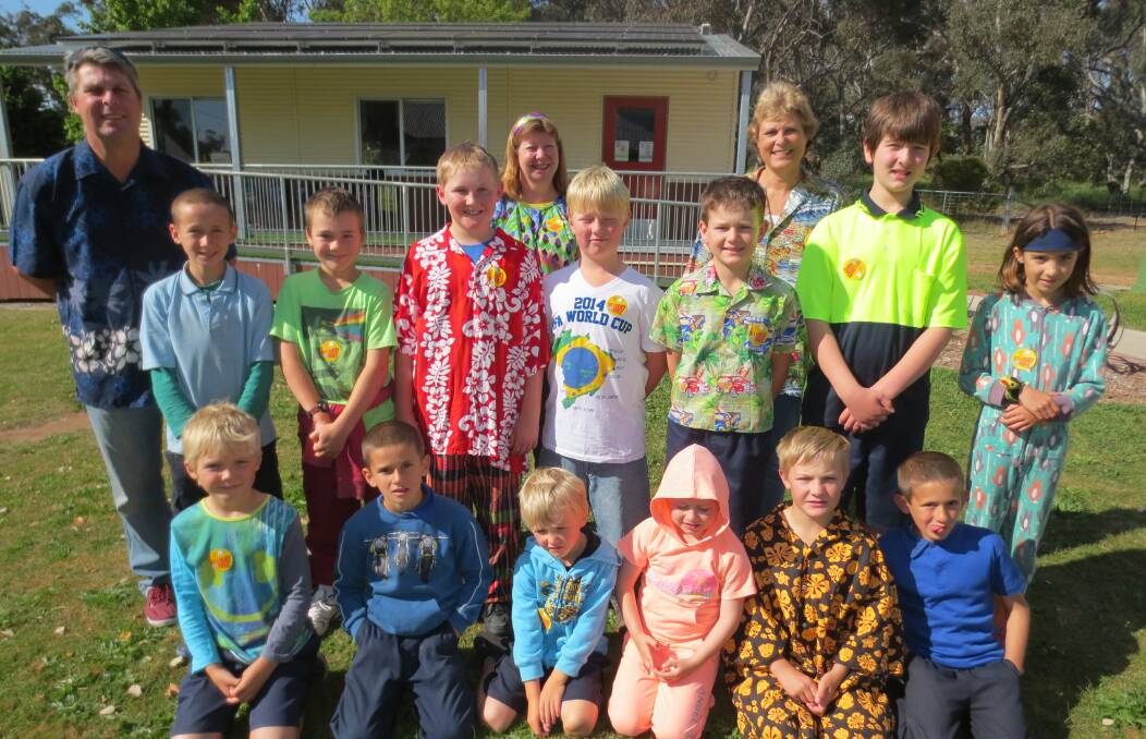 Children and staff from Dalton Public School outside the classroom for Loud Shirt Day.