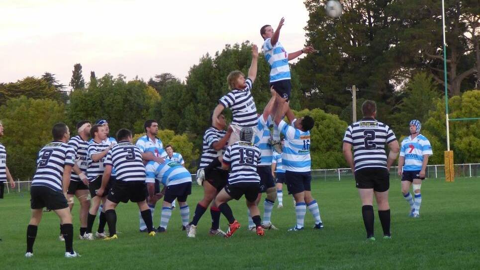 Captain Patty Carlon being boosted into the air in the lineout against Kiama in last year’s trial match.