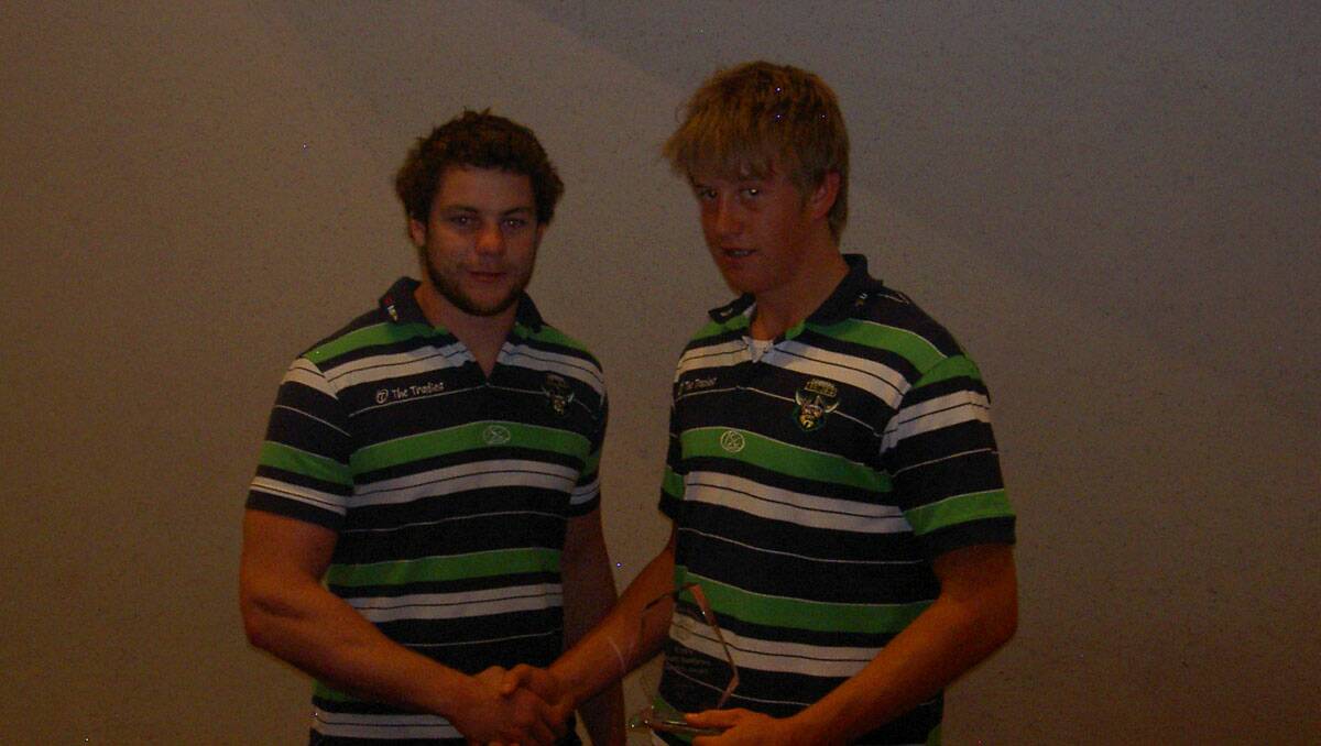 James accepting his coaches award for the Harold Matthews Competition 2010 from Shaun Fensom