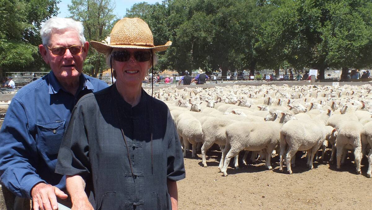 Tom and Chrissy Hughes, 'Bannister', Bannister, purchased 420 first cross ewes for $133 from the Gilbert family, Kingsvale Pastoral Co., Binda. 