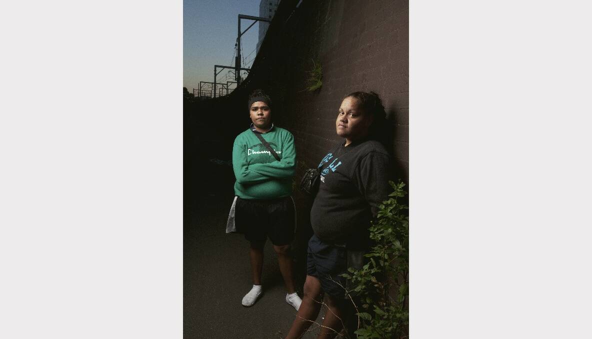 Portrait of Leeyah Lawrence (L) and Jamie Lee Burns photographed in Sydney for a story on girl gangs. Photo: James Brickwood 