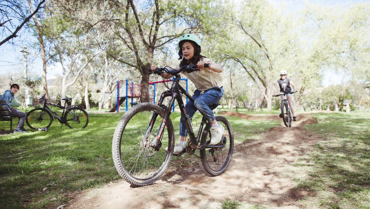 Elsa Gomez,11, at the Watson bike trail. Picture: Dion Georgopoulos
