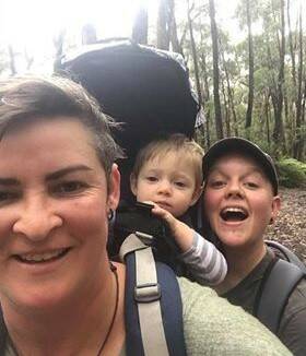 Kristy and Jo Moyle with daughter Indigo. Picture:Supplied. 