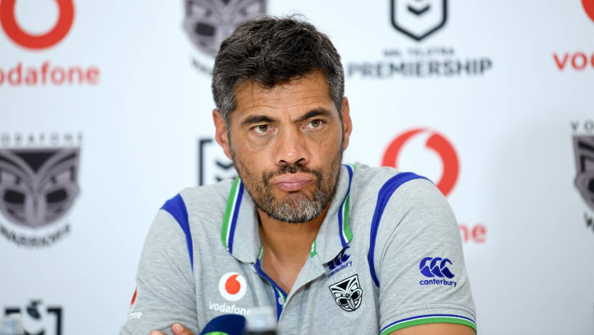 OUT THE DOOR: Former New Zealand Warriors coach Stephen Kearney at a press conference following his side's loss to Canberra. Picture: Scott Davis/NRL Imagery