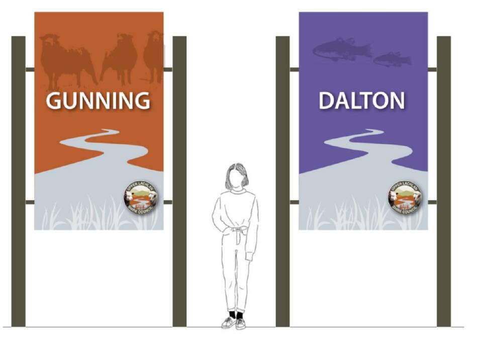 Draft plans for the Gunning and Dalton signs as part of the ULSC Streetscape Project. 