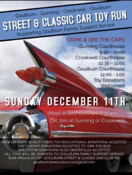 Classic car convoy to collect toy donations for family services heads to Crookwell