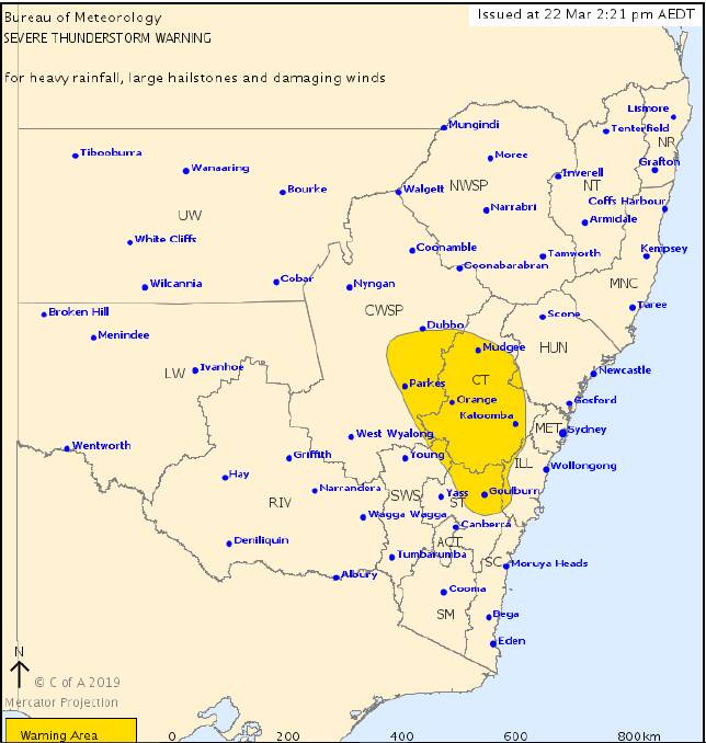 SEVERE THUNDERSTORM WARNING: BOM has issued a warning for the Southern Tablelands.