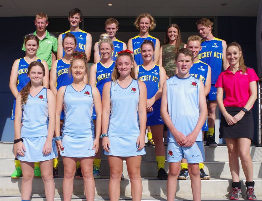 REPRESENTATIVES: Some of the Goulburn/Crookwell district hockey players and officials involved in the Australian Indoor Hockey Festival playing at the Veolia Arena. Photo: Darryl Fernance