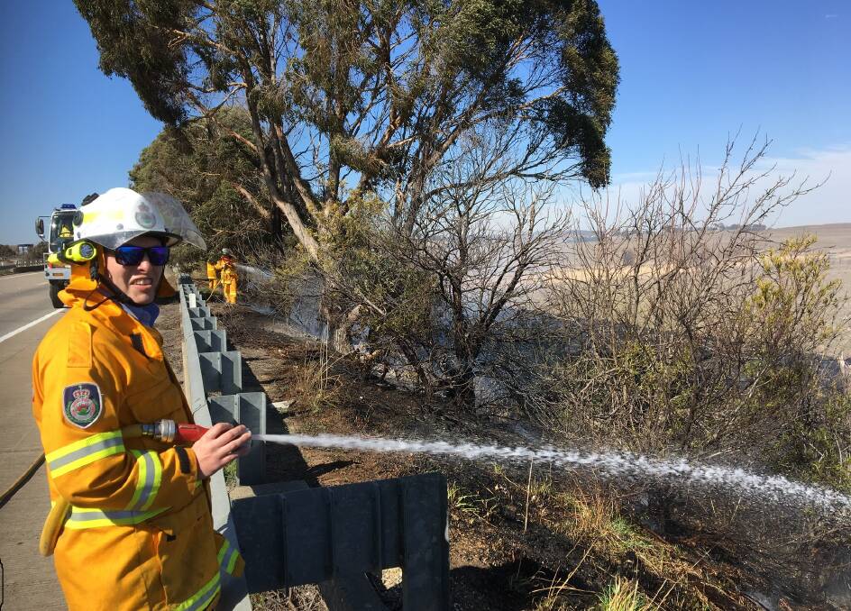 Pictures of grass fire on Hume Hwy shared by Gunning - Fish River Rural Fire Brigade