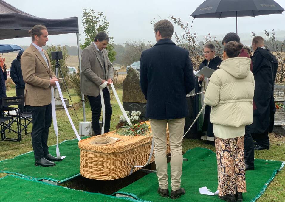 Jeff Prell's grandchildren laid him to rest in Saint Stephen's Anglican churchyard, Pejar. Photo supplied.
