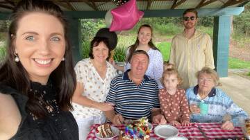 Gary Poile (centre) put family at the centre of his world. From left, daughter Belinda Ellis, wife, Felicity, daughter Jennifer, granddaughter Zoey, son Bradley and Gary's mother, Maureen. Picture supplied.
