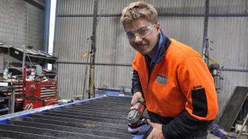 Joe Cramp at work in Goulburn firm, Fabworx Steel Supplies and Fabrication. In September he will compete in the WorldSkills International Competition in France. Picture by Louise Thrower.