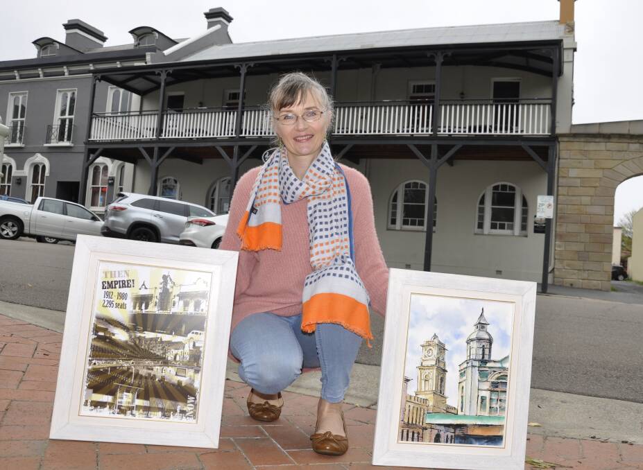 Artist and graphic designer Katya Mortensen aims to highlight the city's outstanding architecture in her new exhibition, 'Then Surviving the Now' opening at the Goulburn Club on Friday. Photo: Louise Thrower.