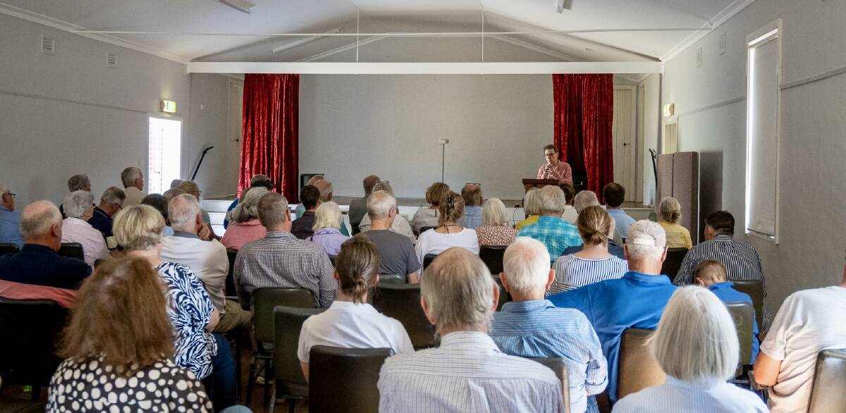 Independent Wagga Wagga MP, Dr Joe McGirr addressed the crowd at Bookham Hall on Saturday, March 9. Picture supplied.