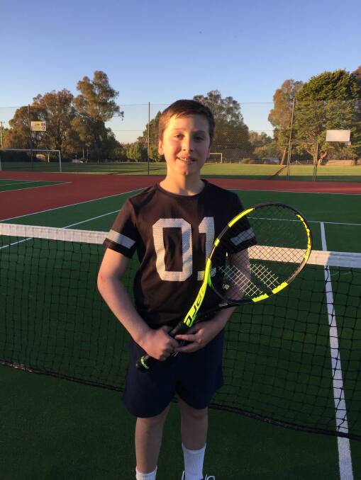 CHAMPION: Joshua Evans has brought home to Crookwell the under 12s tennis title recently from the Junior Development Tournament in Goulburn. Photo: Bronwyn Haynes