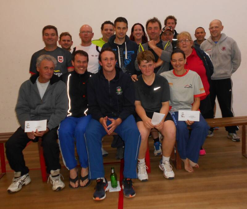 The grand finalists in the spring squash competition played at the Crookwell Squash Courts on Tuesday. Photo by Matt Benjamin.