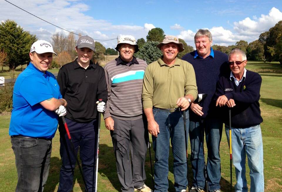ANYONE FOR GOLF?: These local faces enjoy the Saturday rounds played weekly. There is something on each week at the 'Golfie'. Photo: Crookwell Golf Club Facebook.