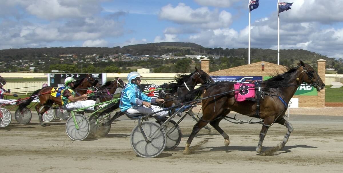 PACING: Condagen defeating Spare Me Days in last season’s Goulburn Cup.  Spare Me Days is trained by Brad Hewitt and is looking to go one better this year.  Photo: Greig Lord