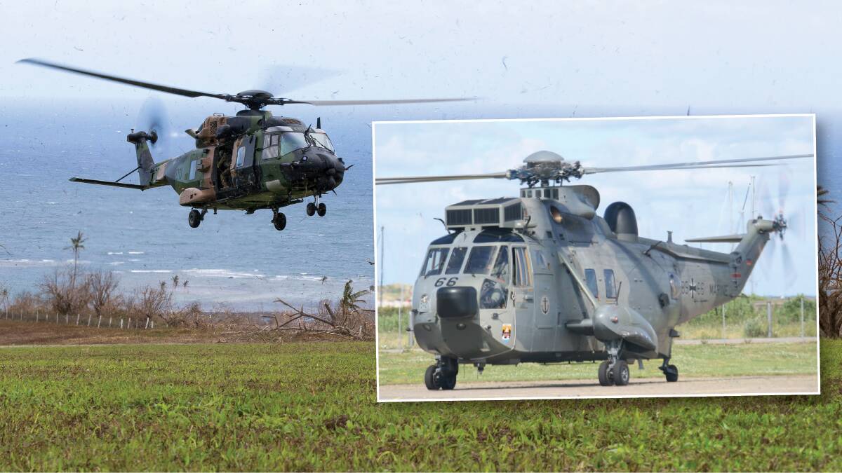 Australia declined to send its unwanted Taipans to Ukraine, while Germany still sent six 50-year-old Sea Kings, inset. Pictures supplied