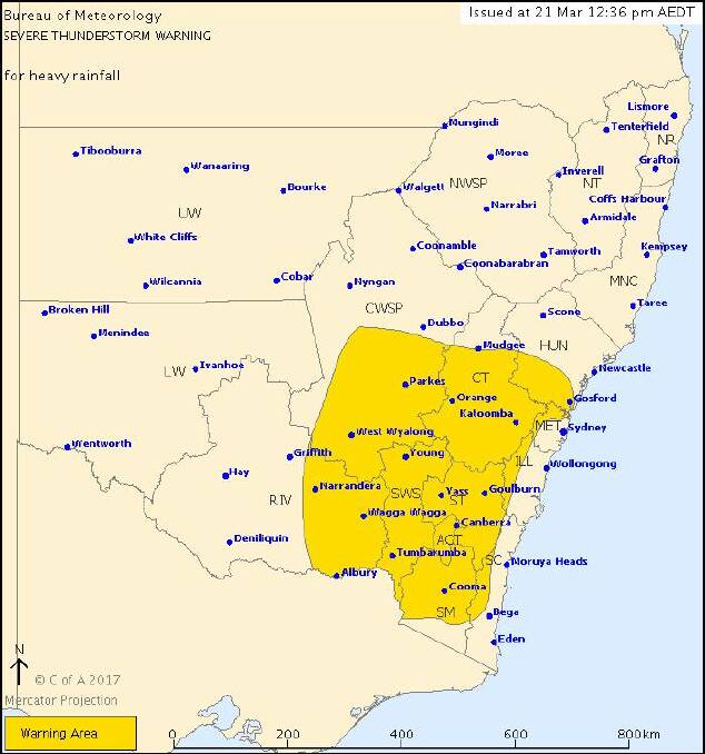 Weather warning for Southern Tablelands
