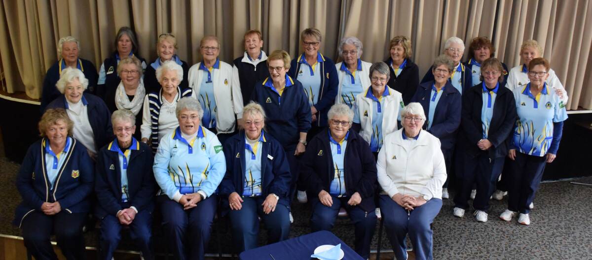 Congratulations: 22 members of the Crookwell Women's Bowling Club celebrate. Photo: Clare McCabe