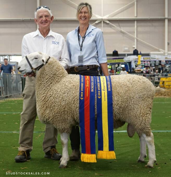 Bob and Kylie Anderson with their champion ram at Sydney Royal. Photo courtesy Scott Anderson. 