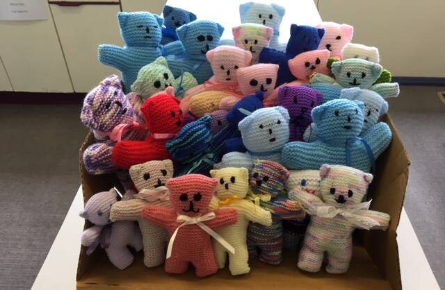 Hand-made: Teddy bears ready to be sent to Cambodia and Philippines.