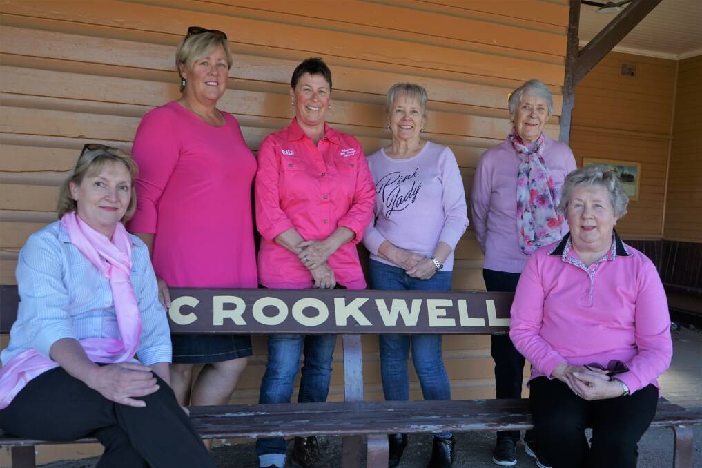 Pinking up Crookwell is Crookwell District nurse manager Debbie Hay, Sallie Zilko, Sam Stephenson, Dianne Layden, Marie Hearn and Pam Evans. Photo: Clare McCabe