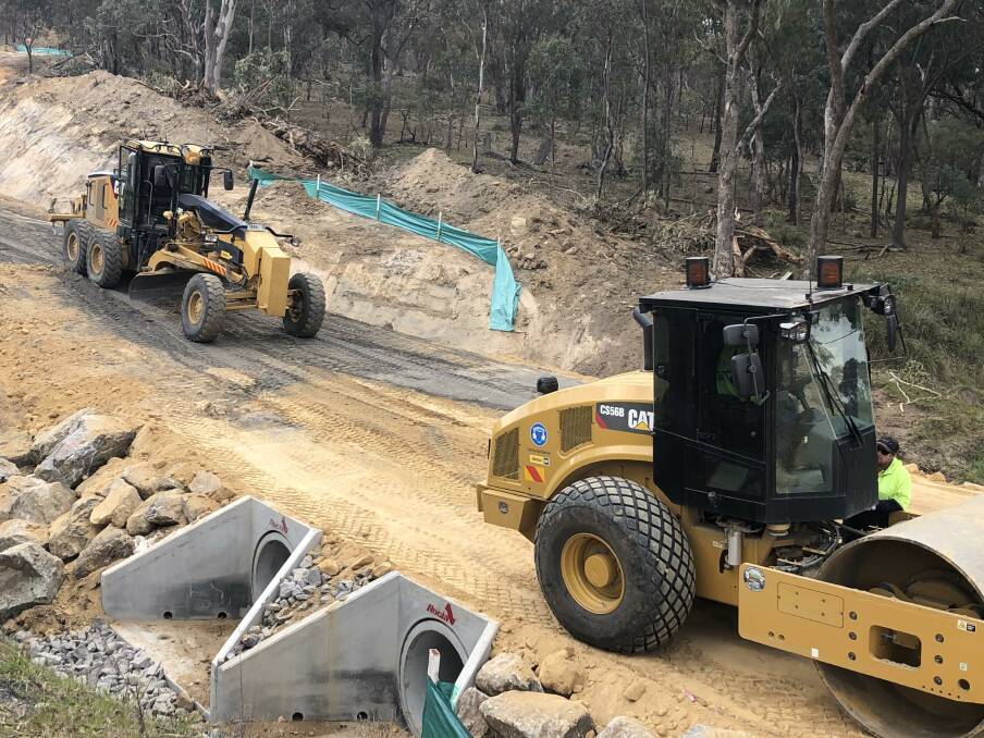 Construction of a bypass at Bigga Road spanning the Kangaroo Creek. Photo: Murray Gregory