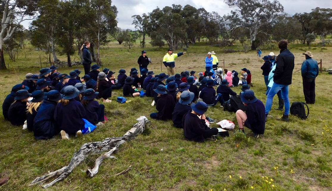 Tree-planting and education awareness day with Matthew McNaughton from Local Land Services. In the foreground are common native orchards.Photo courtesy Mark Selmes.